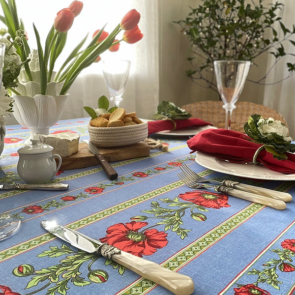 Amelie Poppies Acrylic-Coated Tablecloth