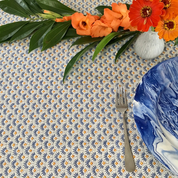 Beaucaire Fans Acrylic-Coated Tablecloth