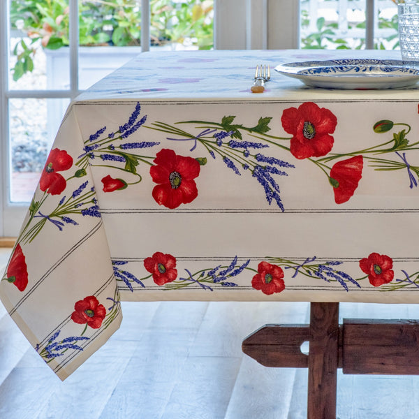 Poppies Acrylic-Coated Tablecloth