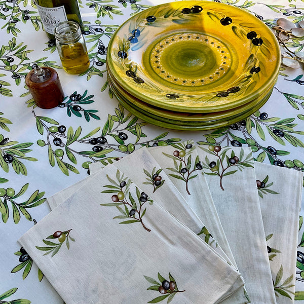 Napkin Olives All Over Ivory, Set of 4