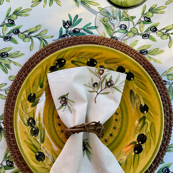 Napkin Olives All Over Ivory, Set of 4