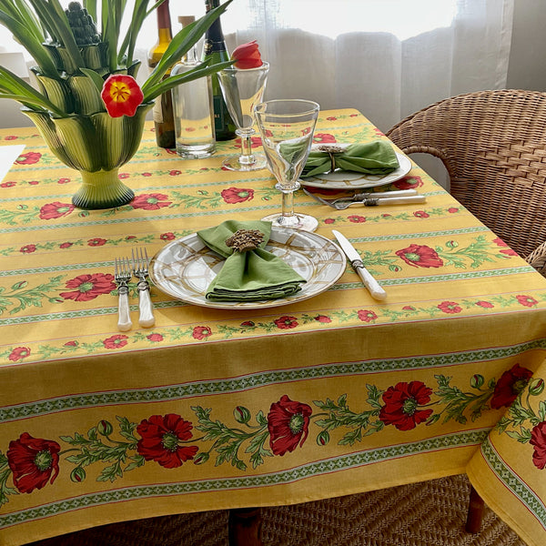Amelie Poppies Acrylic-Coated Tablecloth
