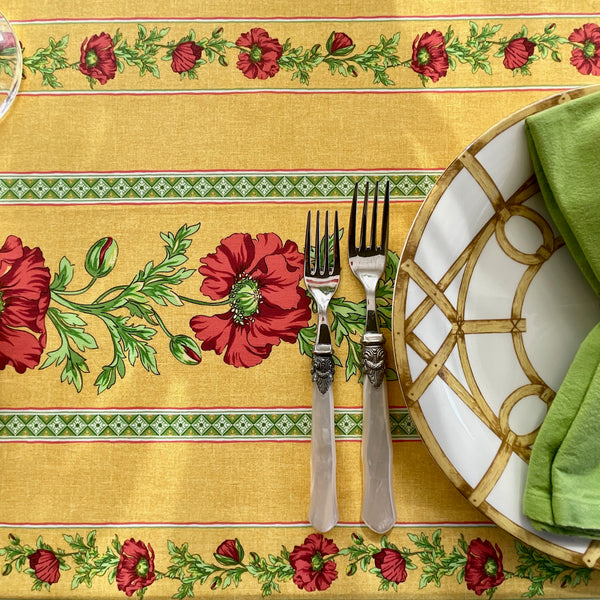 Amelie Poppies Acrylic-Coated Tablecloth