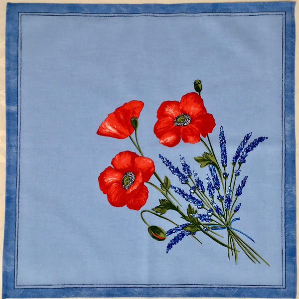 Napkin Poppies Light Blue, Set of 4