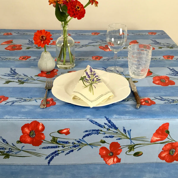 Poppies Acrylic-Coated Tablecloth