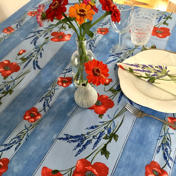 Poppies Acrylic-Coated Tablecloth