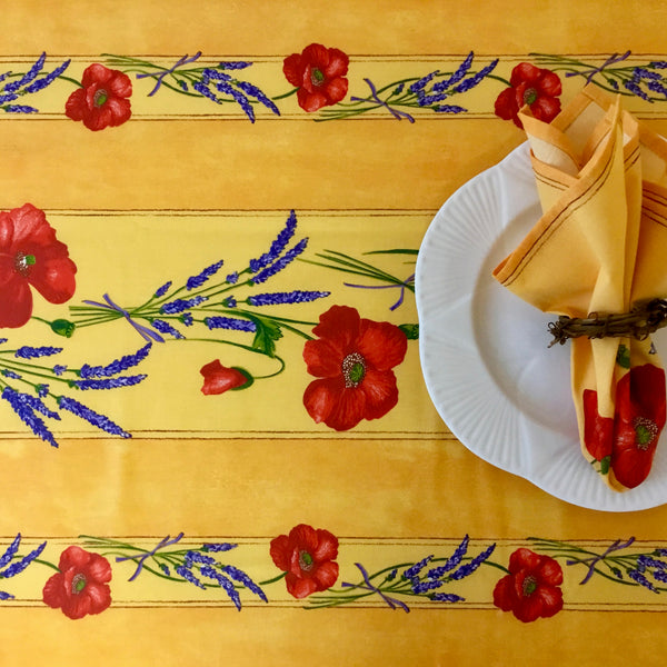 Poppies Acrylic-Coated Tablecloth