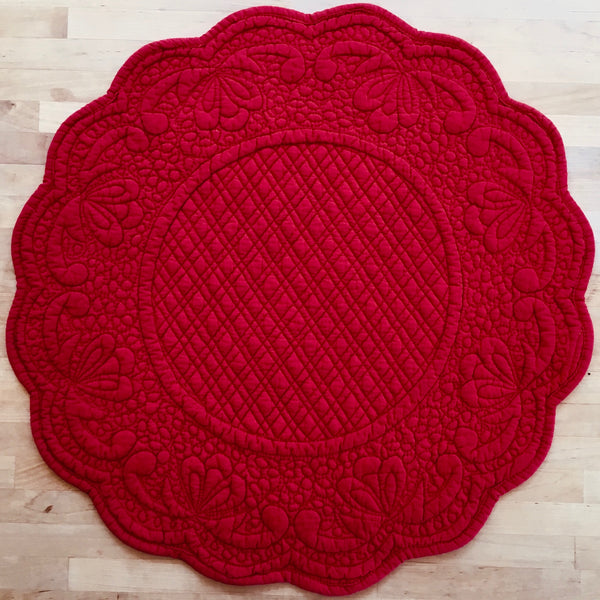 Placemat, Quilted Round, Red