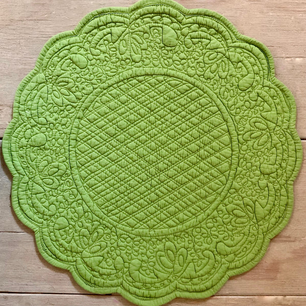 Placemat, Quilted Round, Green