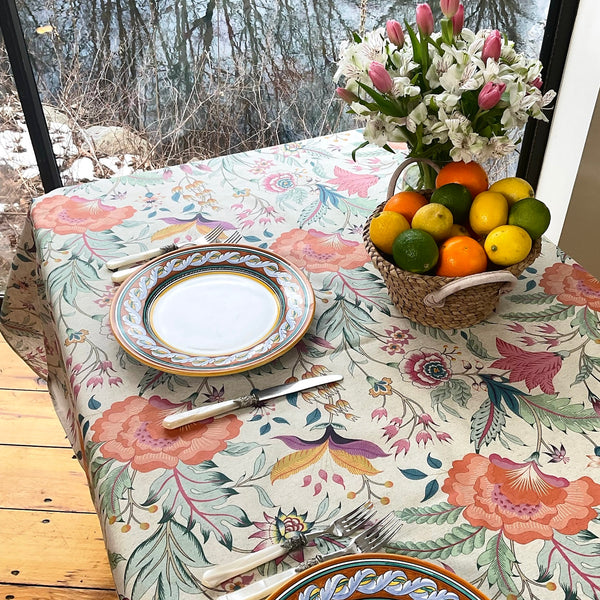 Dupli Floral Acrylic-Coated Tablecloth