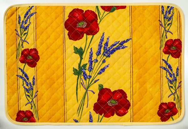 Placemat, Acrylic-Coated, Poppies Yellow