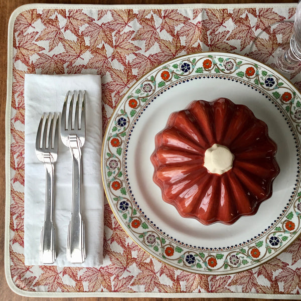 Placemat, Jacquard, Autumn Leaves Red