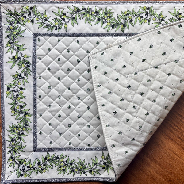 Placemat, Quilted Calisson with Olivette Border, Ivory