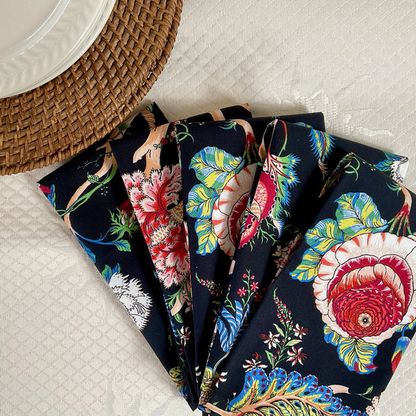 Napkin Ceylan Floral Black