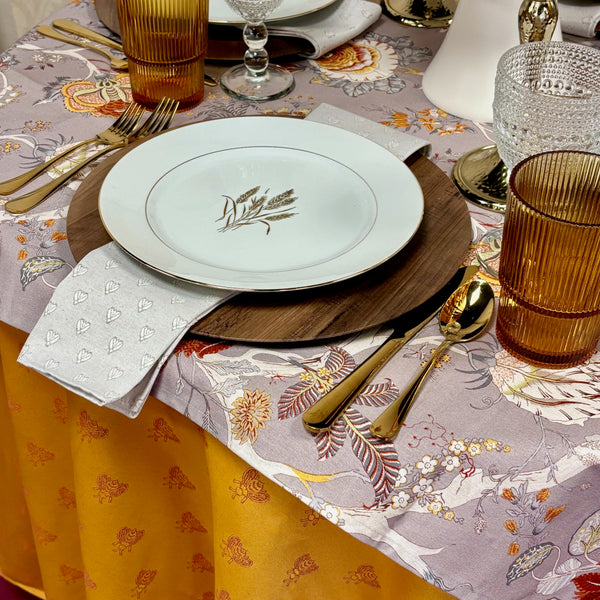 Ceylan Floral Taupe, Square Table Topper