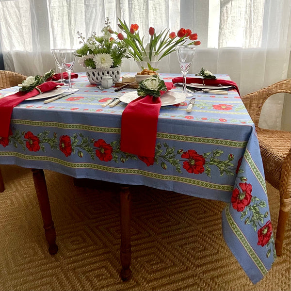 Amelie Poppies Acrylic-Coated Tablecloth