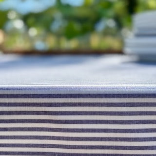 Degas Ticking Stripe Blue Acrylic-Coated Tablecloth