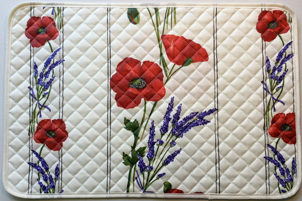 Placemat, Acrylic-Coated, Poppies Ivory