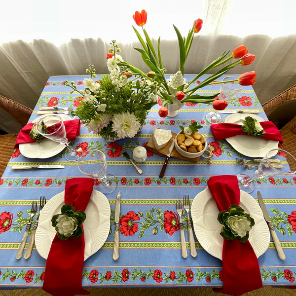 Amelie Poppies Acrylic-Coated Tablecloth
