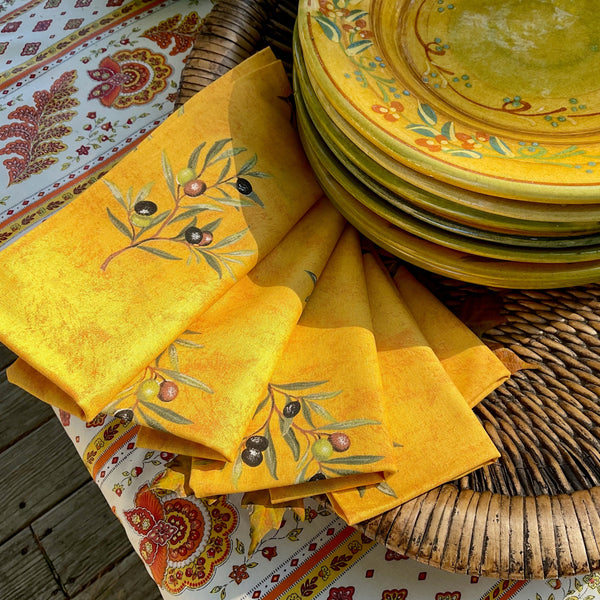 Napkin Olives All Over Yellow, Set of 4