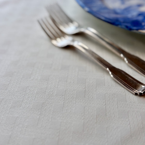 Lattice White Acrylic-Coated Tablecloth