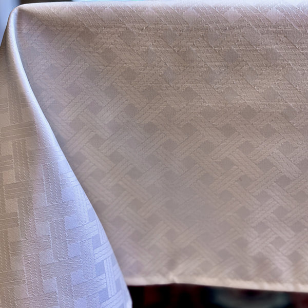 Lattice White Acrylic-Coated Tablecloth
