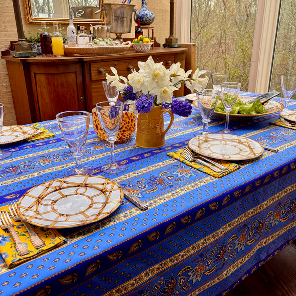 Marie Blue Acrylic-Coated Tablecloth