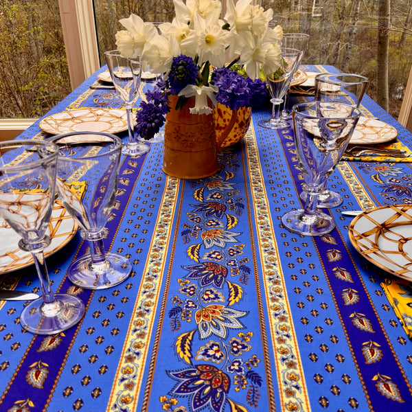 Marie Blue Acrylic-Coated Tablecloth
