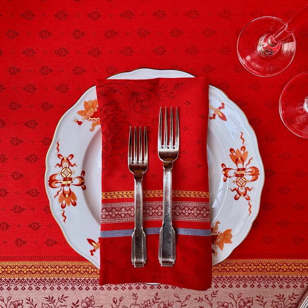 Napkin Massilia Jacquard Red, Set of 4