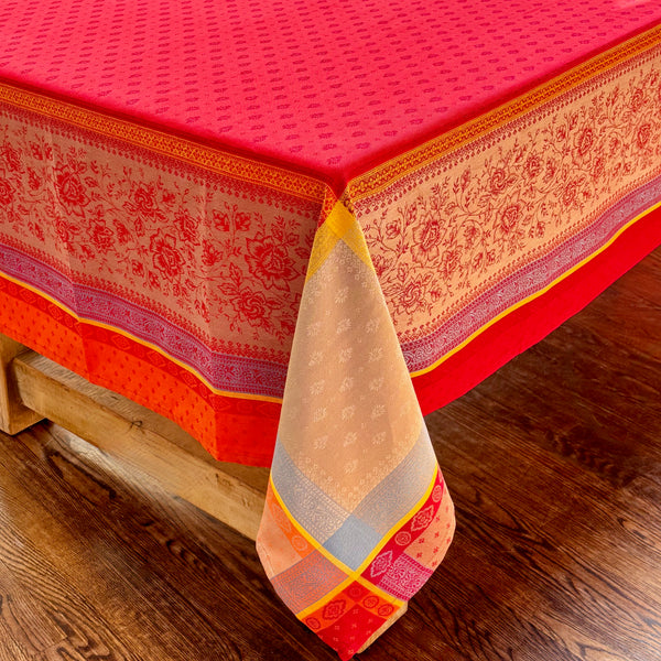 Massilia Red Jacquard Tablecloth