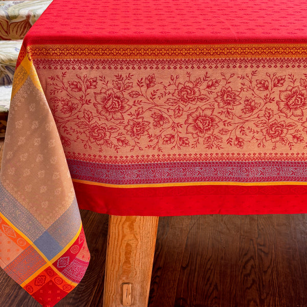 Massilia Red Jacquard Tablecloth