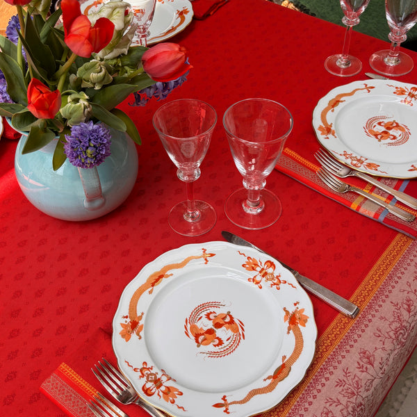 Massilia Red Jacquard Tablecloth