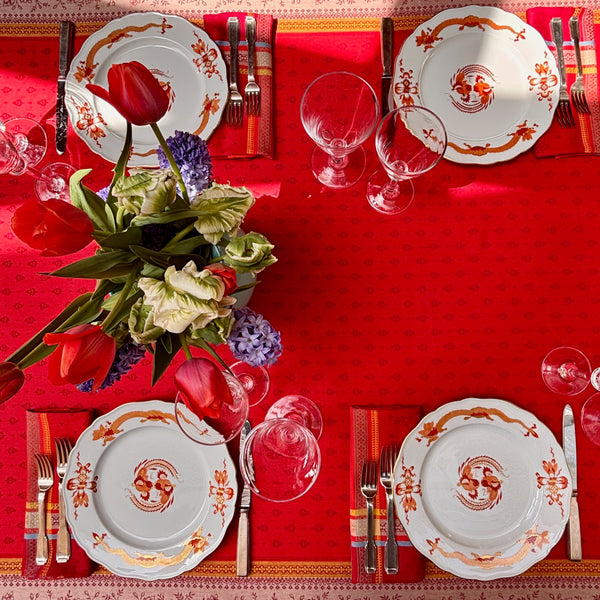 Massilia Red Jacquard Tablecloth