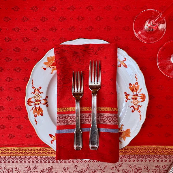 Massilia Red Jacquard Tablecloth