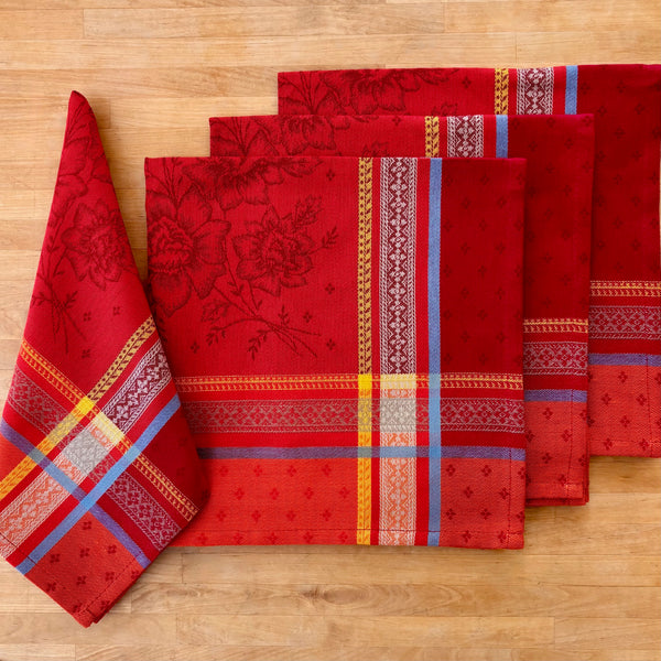 Napkin Massilia Jacquard Red, Set of 4