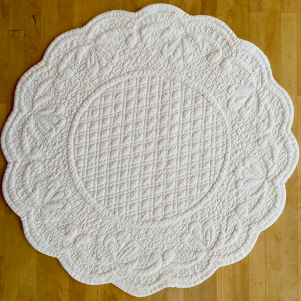 Placemat, Quilted Round, White