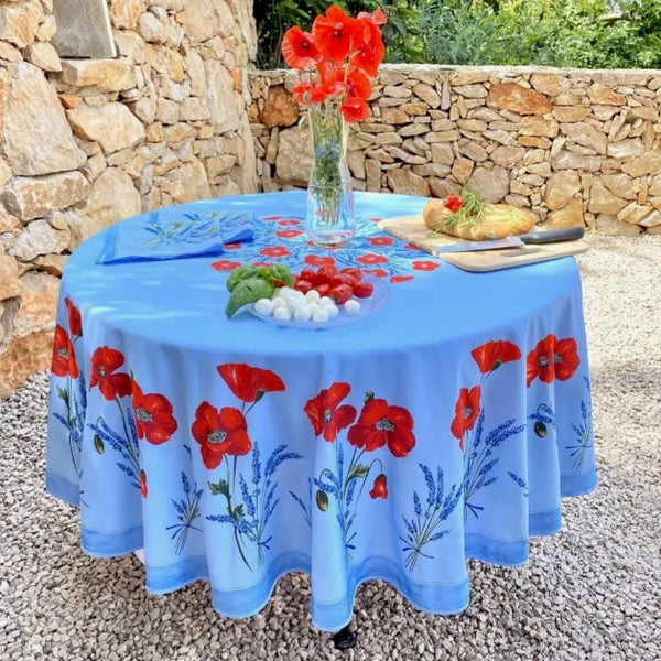 Poppies Acrylic-Coated Tablecloth