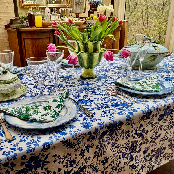 Versailles Blue Acrylic-Coated Tablecloth