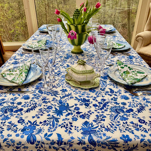 Versailles Blue Acrylic-Coated Tablecloth