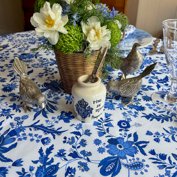 Versailles Blue Acrylic-Coated Round Tablecloth