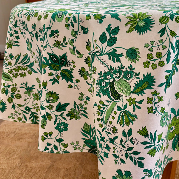 Versailles Green Acrylic-Coated Round Tablecloth