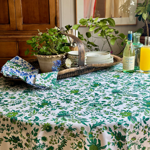 Versailles Green Acrylic-Coated Round Tablecloth